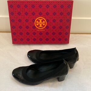 Tory Burch quilted black leather heels